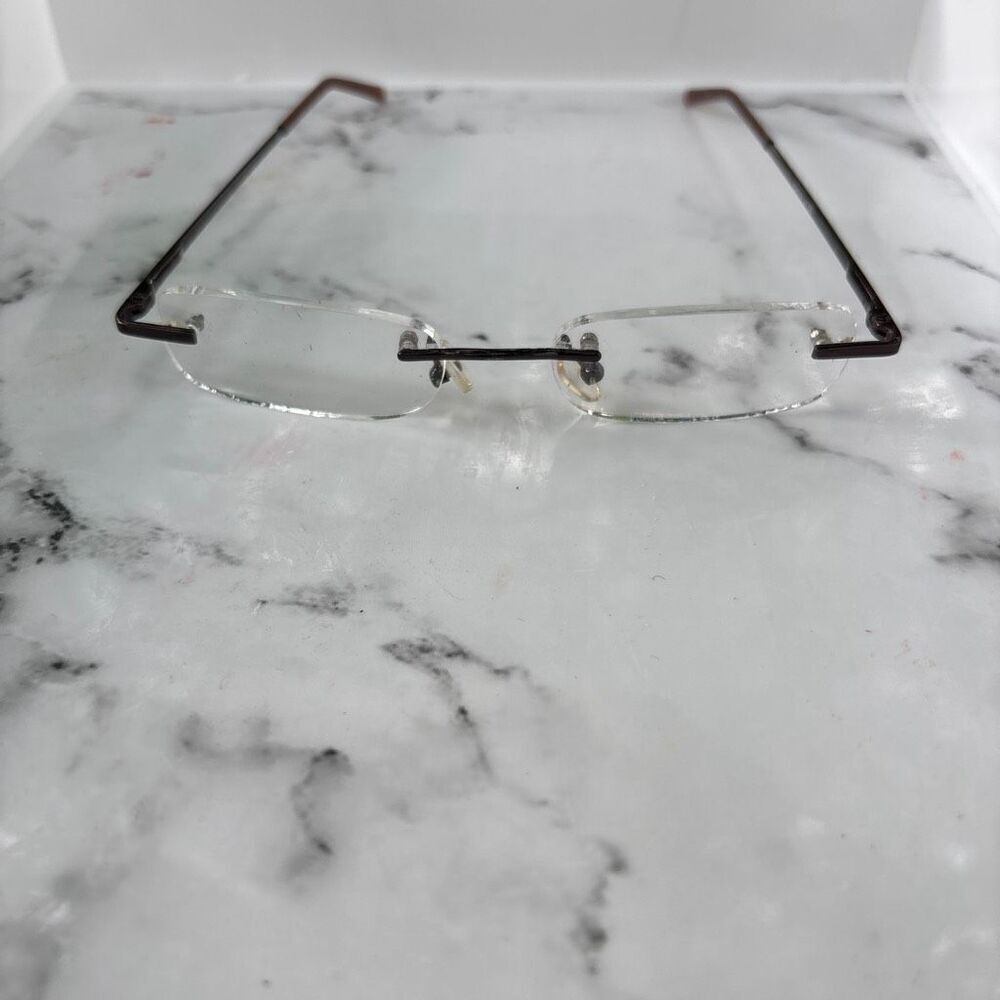 Vintage Unisex Rimless Rectangle Frameless +1.00 Prescription Eyeglasses